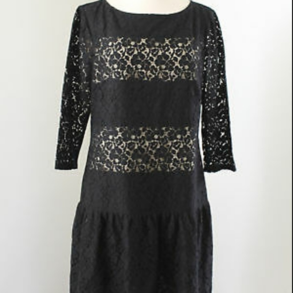 Ann Taylor nude and black lace cocktail dress